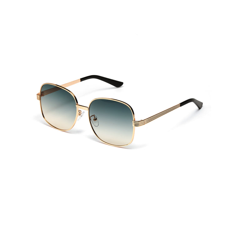 Ladies fashionable angular sunglasses with luxurious golden frame Bowlift