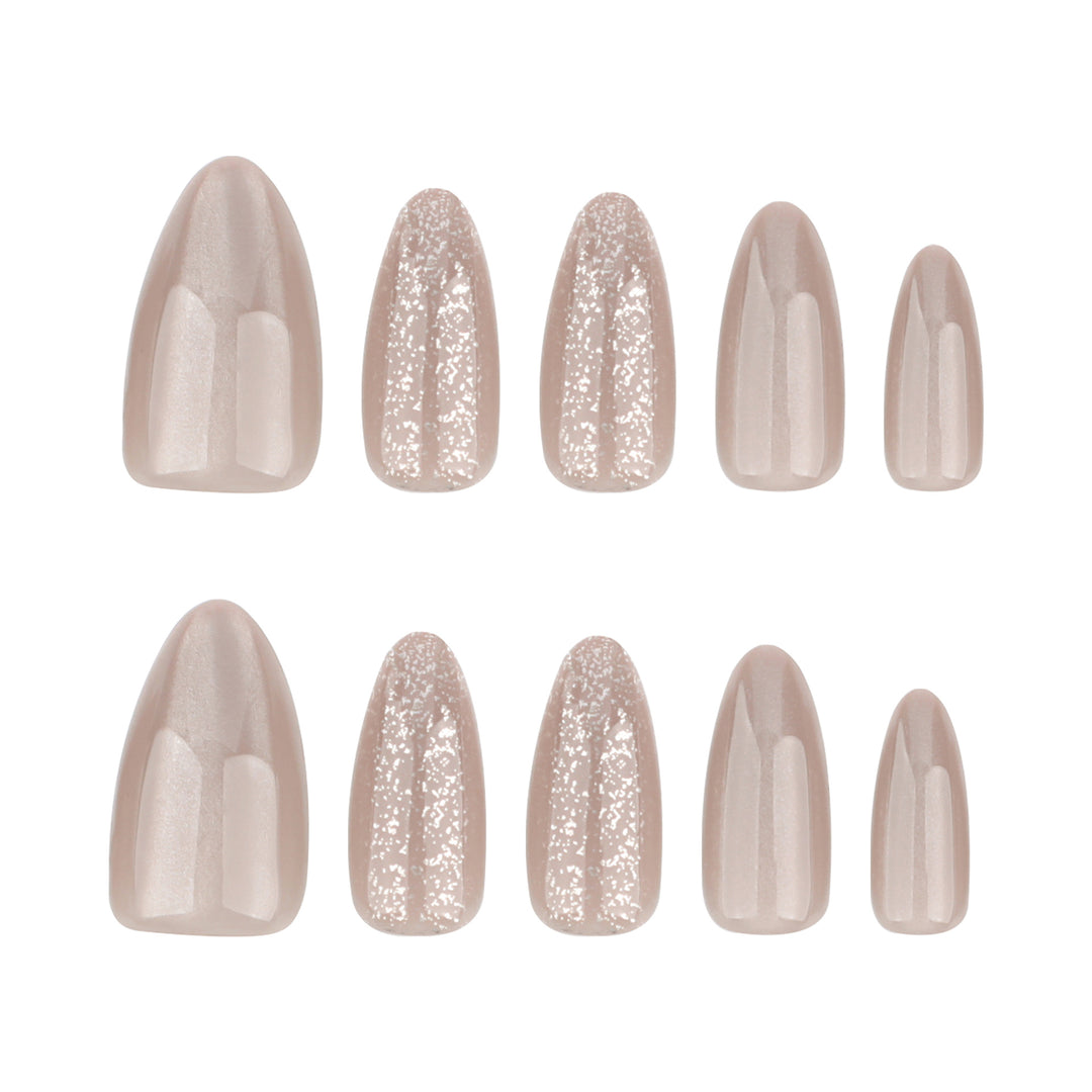 Artificial press-on nails with glitter accents Bowlift