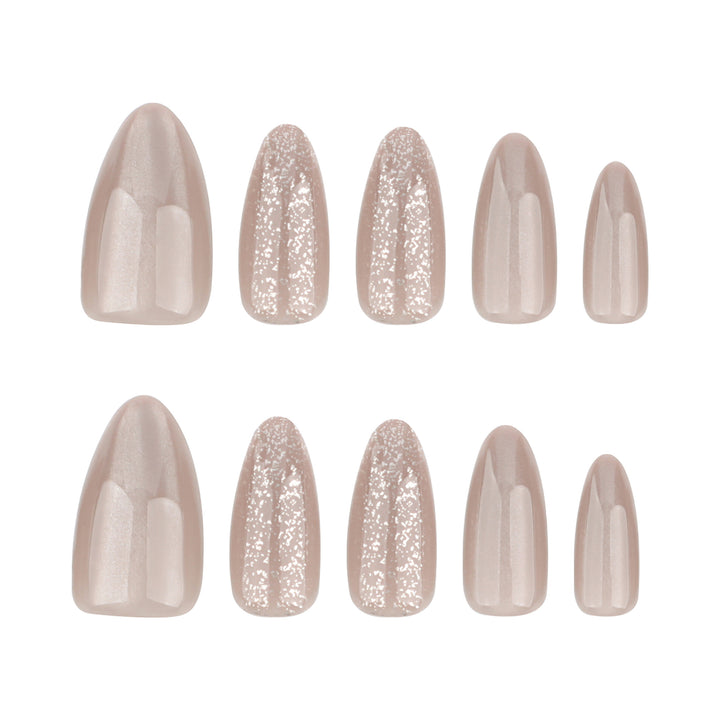 Artificial press-on nails with glitter accents Bowlift