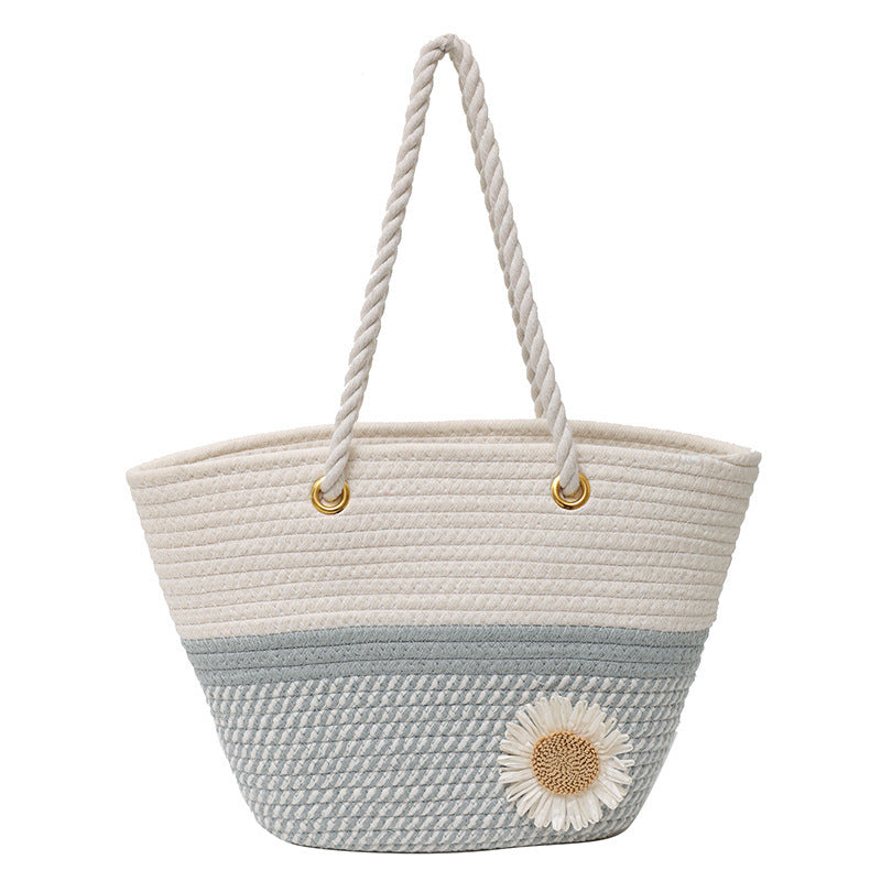Handcrafted Floral Detail Straw Tote Bag Bowlift