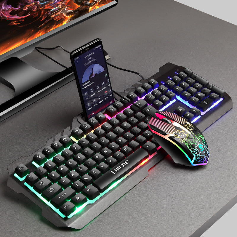 Gaming keyboard with integrated smartphone stand and RGB synchronization Bowlift