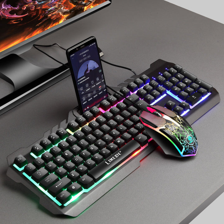 Gaming keyboard with integrated smartphone stand and RGB synchronization Bowlift