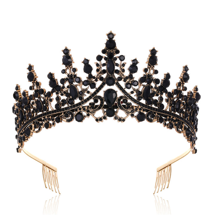 Ladies Opulent Tiara with Black Crystal Detailing Bowlift