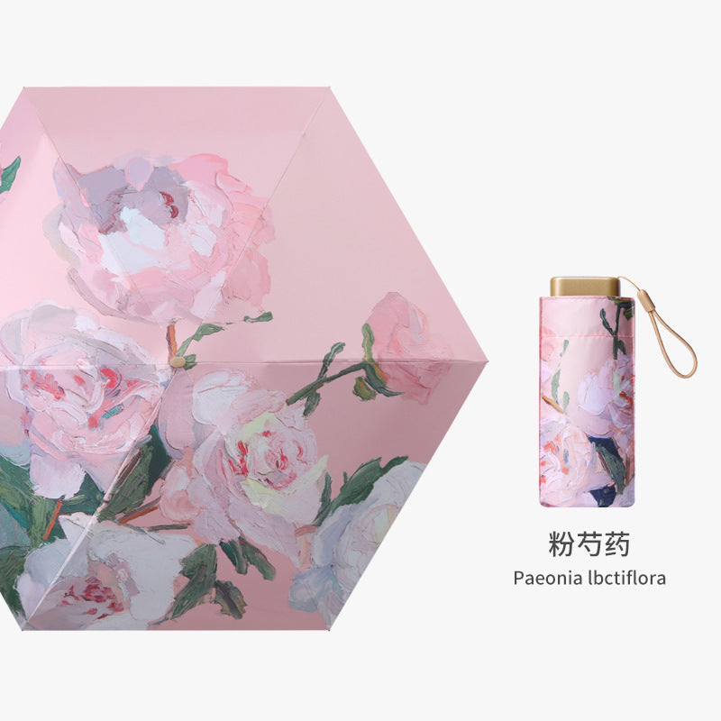 Women's elegant folding umbrella with floral patterns Bowlift