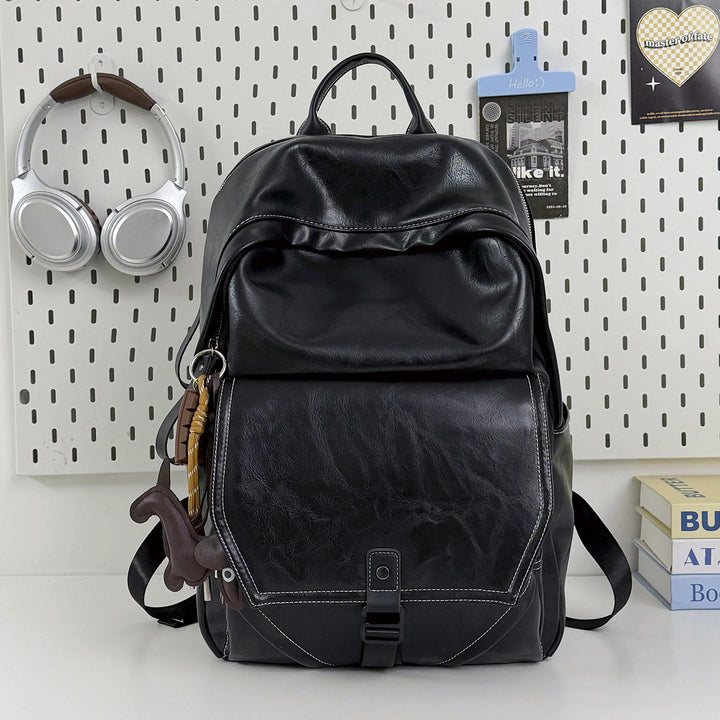 Stylish Multi-Compartment Leather Laptop Backpack Bowlift