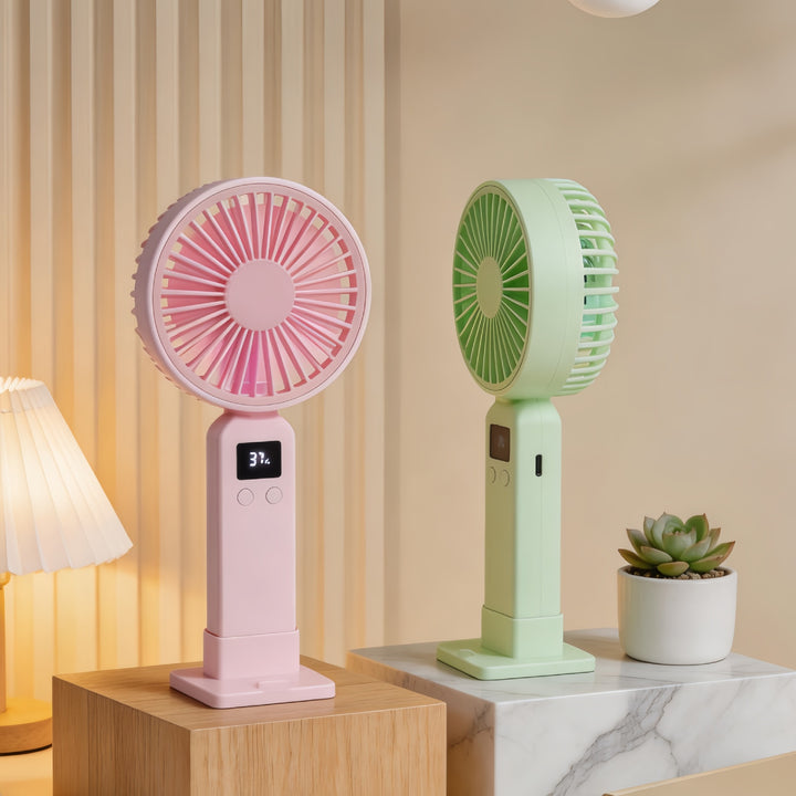Ladies portable USB fan with digital speed display and ergonomic design Bowlift