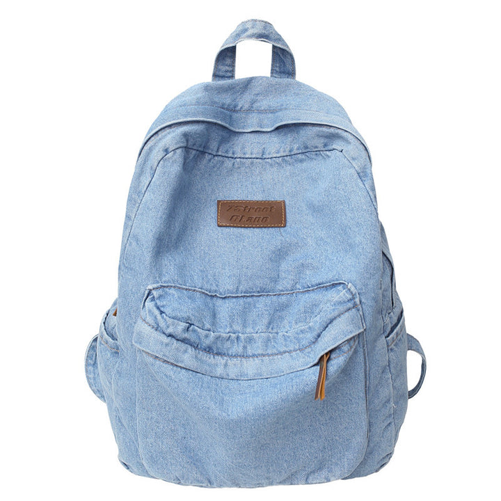 Denim Travel School Backpack Bowlift