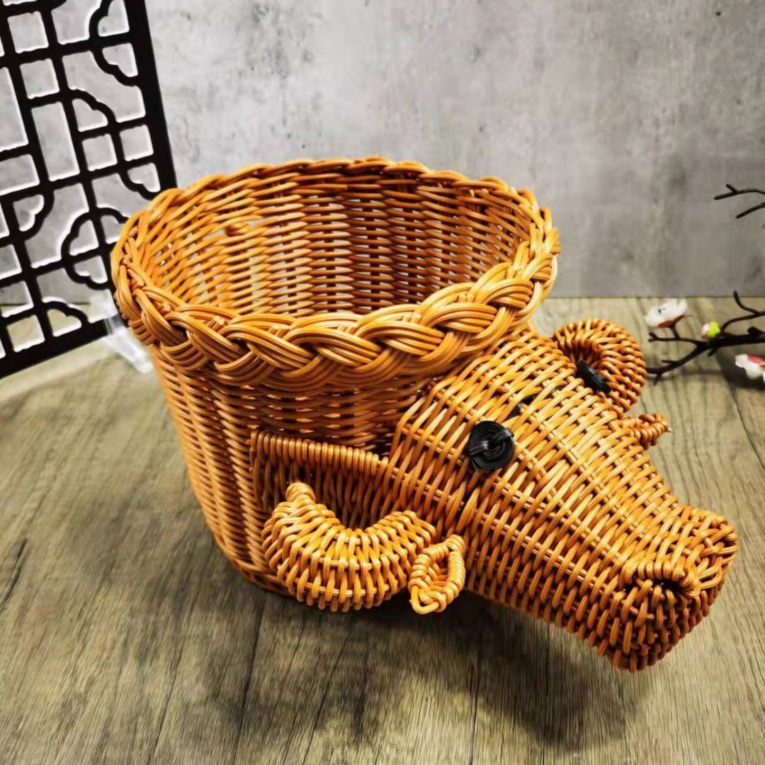 Decorative Woven Dog-Shaped Storage Basket Bowlift