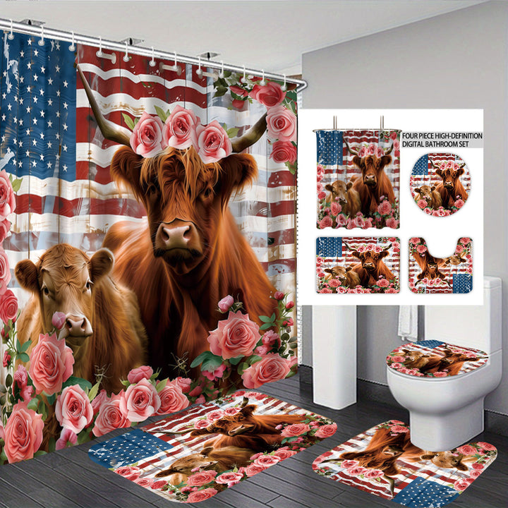 Digital Floral Print Bathroom Set Bowlift