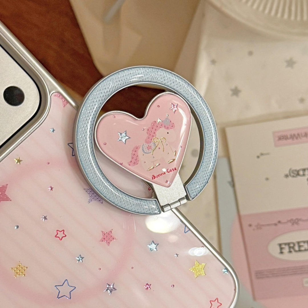 Hand mirror in heart-shaped design with unicorn motif Bowlift