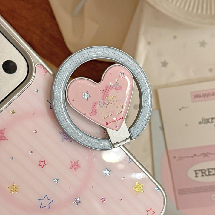 Hand mirror in heart-shaped design with unicorn motif Bowlift