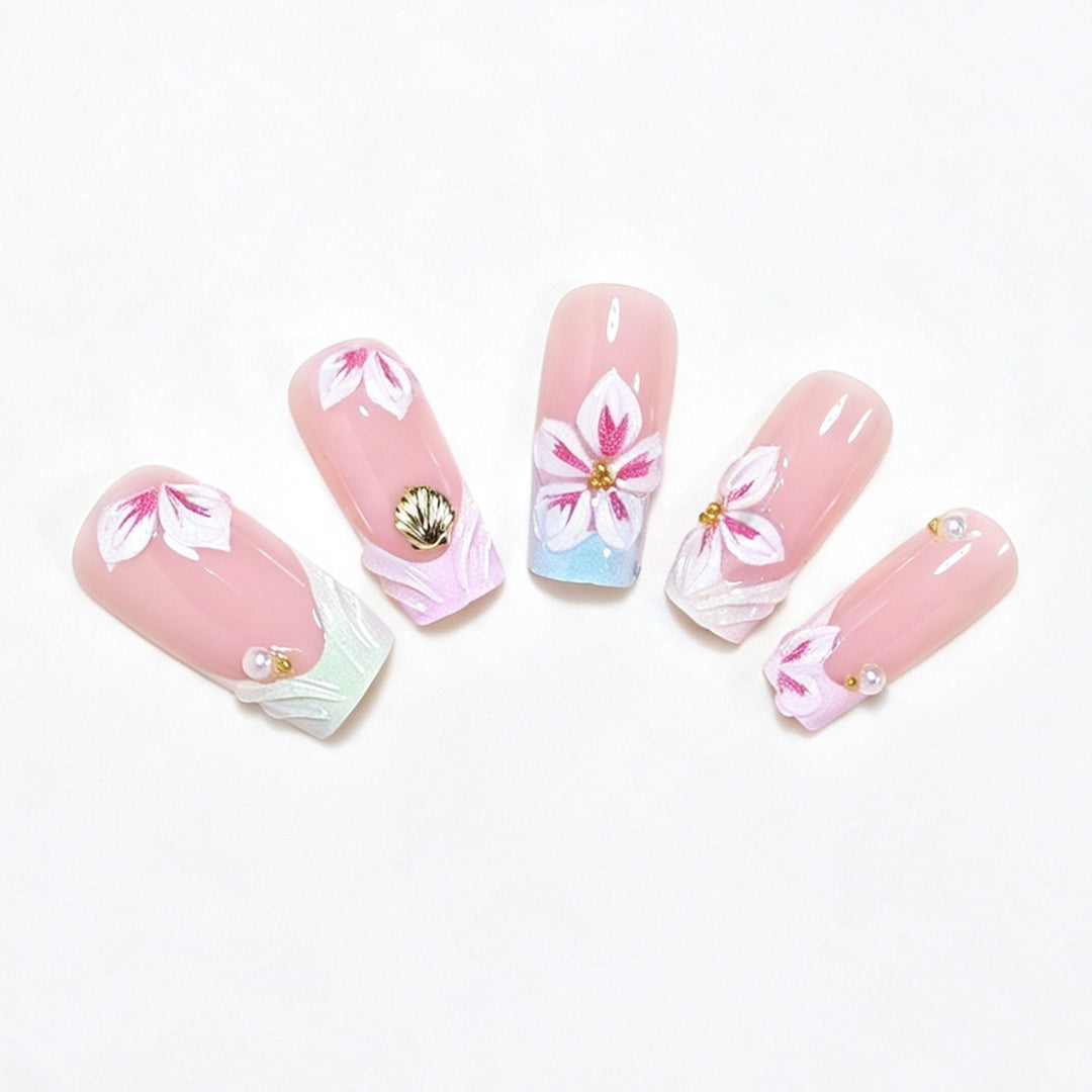 3D Floral Design Press-On Nail Art Bowlift