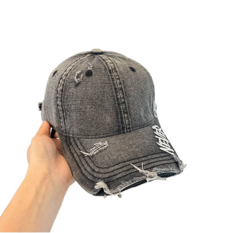 Women's Distressed Denim Baseball Cap Bowlift 1784083869