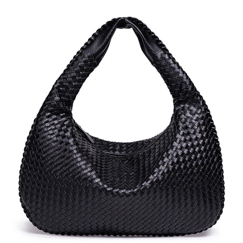 Handcrafted Woven Leather Hobo Bag Bowlift