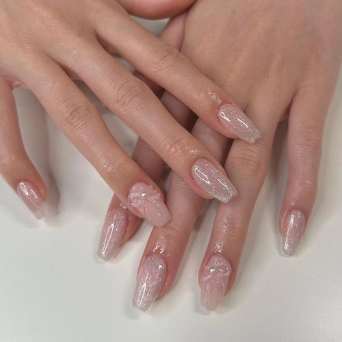 Artistic acrylic nails with glittering ombre design Bowlift