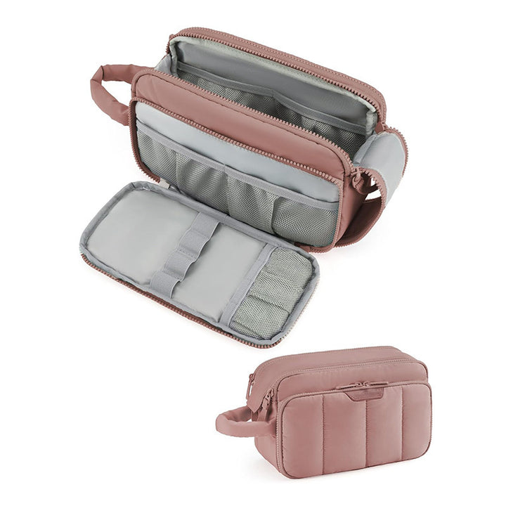 Cosmetic Organizer Bag with Multiple Compartments and Removable Interior Compartment Bowlift