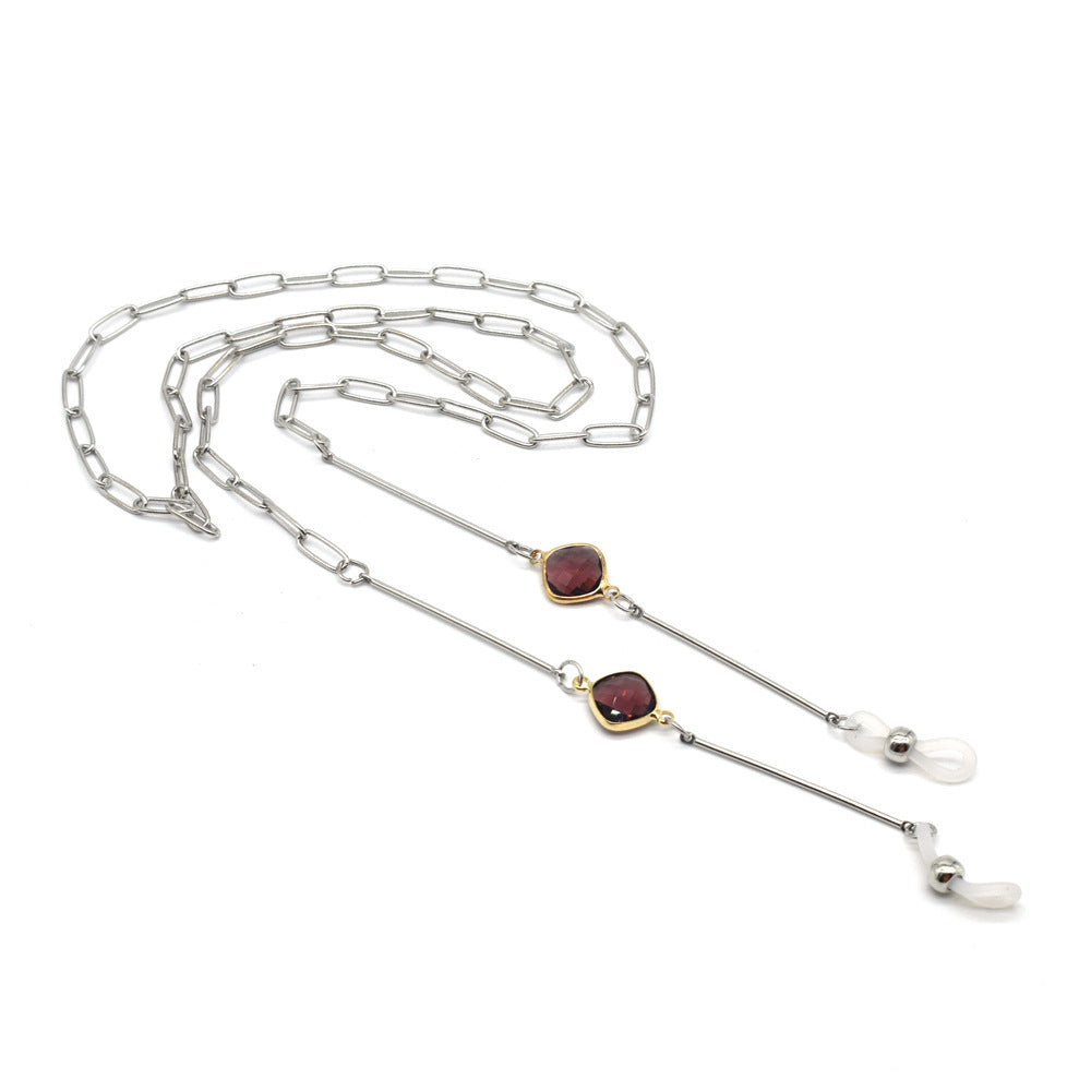 Fashionable glasses holder chain with colorful crystal pendants Bowlift