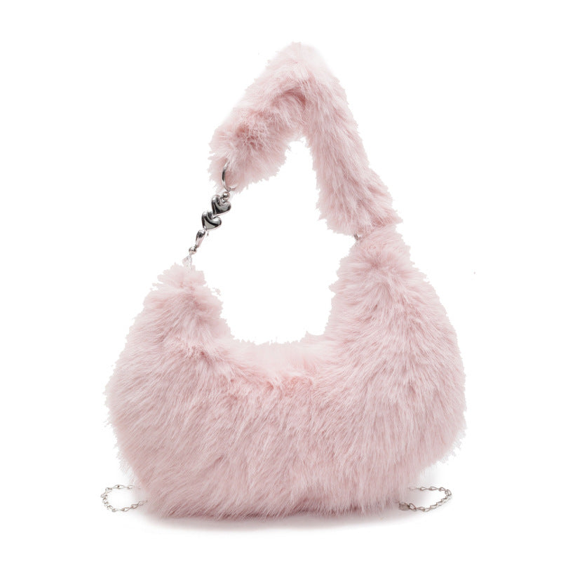 Plush Shoulder Bag with Unique Design Bowlift