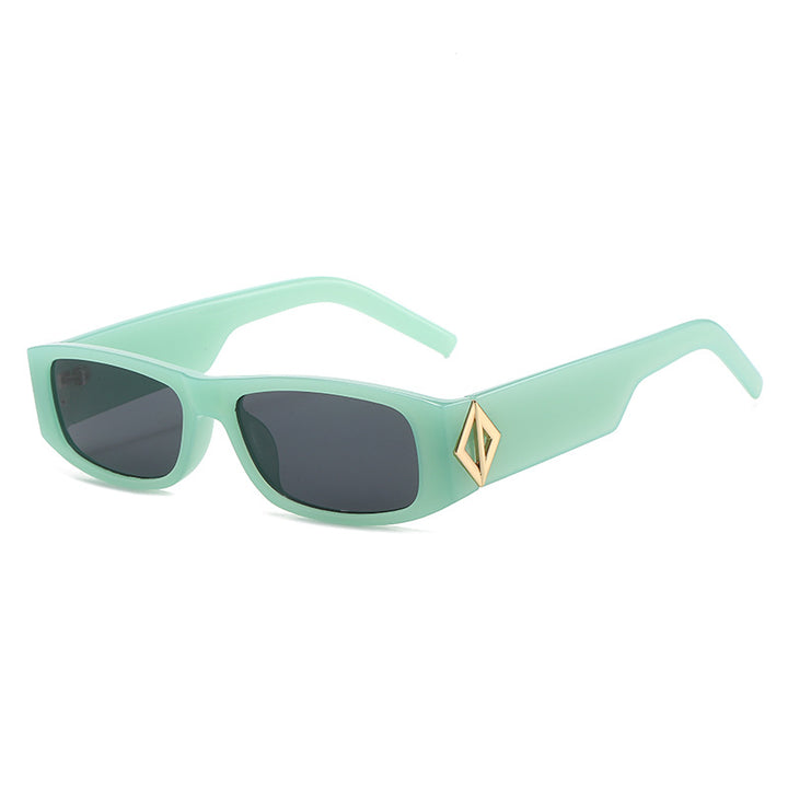 Ladies fashionable sunglasses with asymmetrical frame and gold-colored details Bowlift