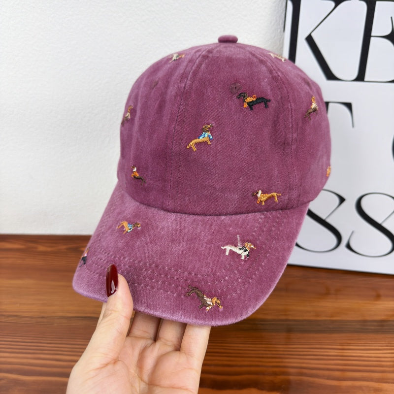 Unisex Embroidered Dog-Themed Baseball Cap Bowlift