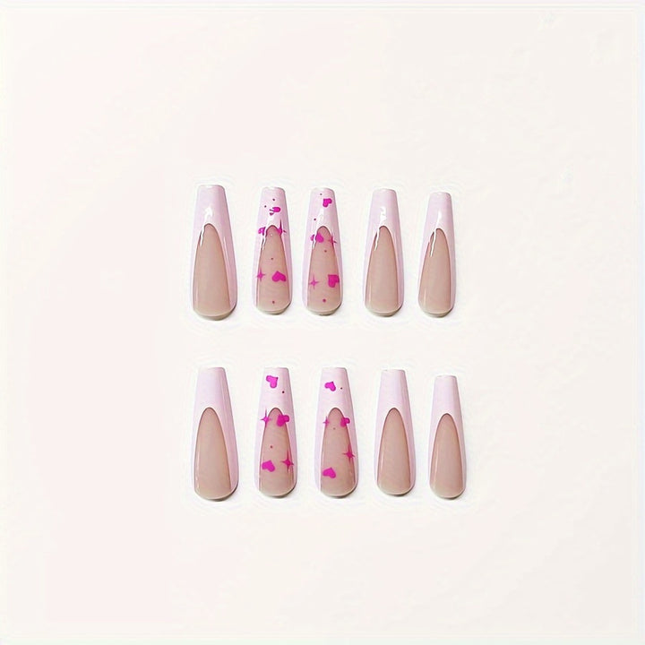 Decorative Heart-Themed Press-On Nail Art Bowlift