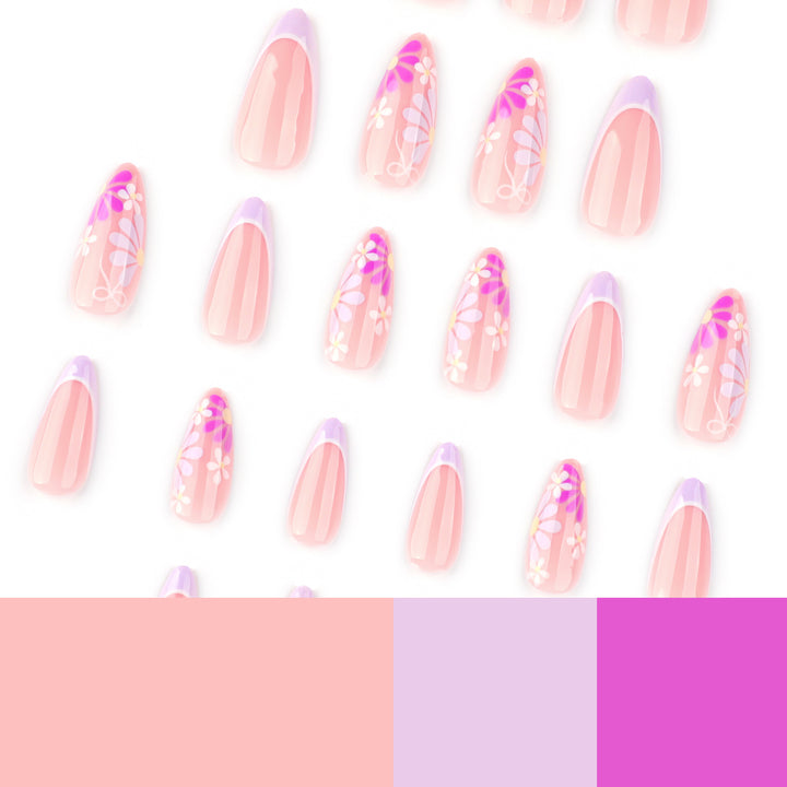 Artful nail extensions with floral accents and shine Bowlift