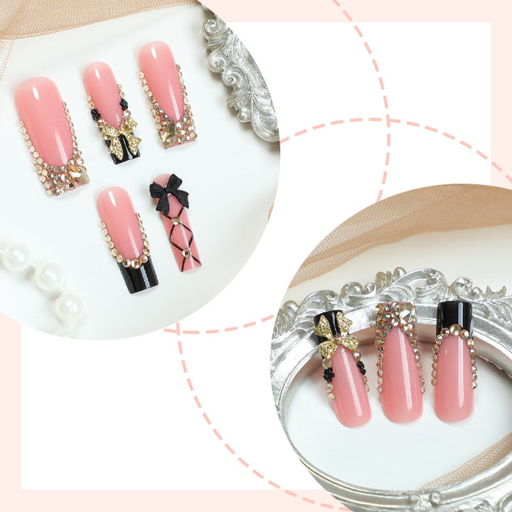 Artificial Nail Set with Glamorous Decorations and Elegant Accents Bowlift