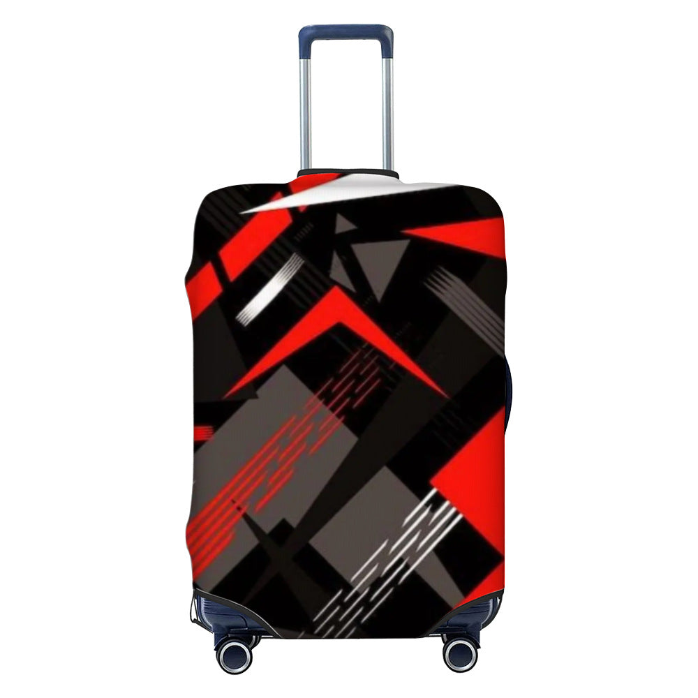 Unisex nan elastic luggage cover with geometric design, stretchable polyester-spandex fabric, zipper opening and non-slip inner securement for trolley Bowlift