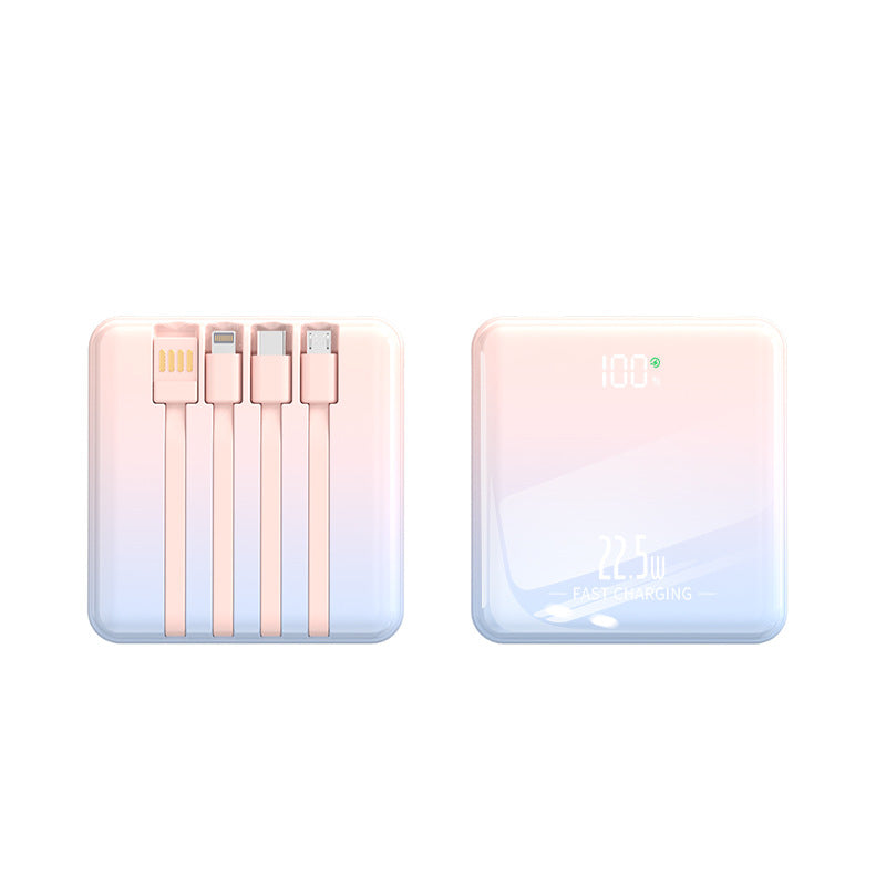 Portable power bank with integrated charging cables and digital display Bowlift