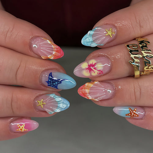 Artistic Ocean-Inspired Press-On Nail Art Bowlift