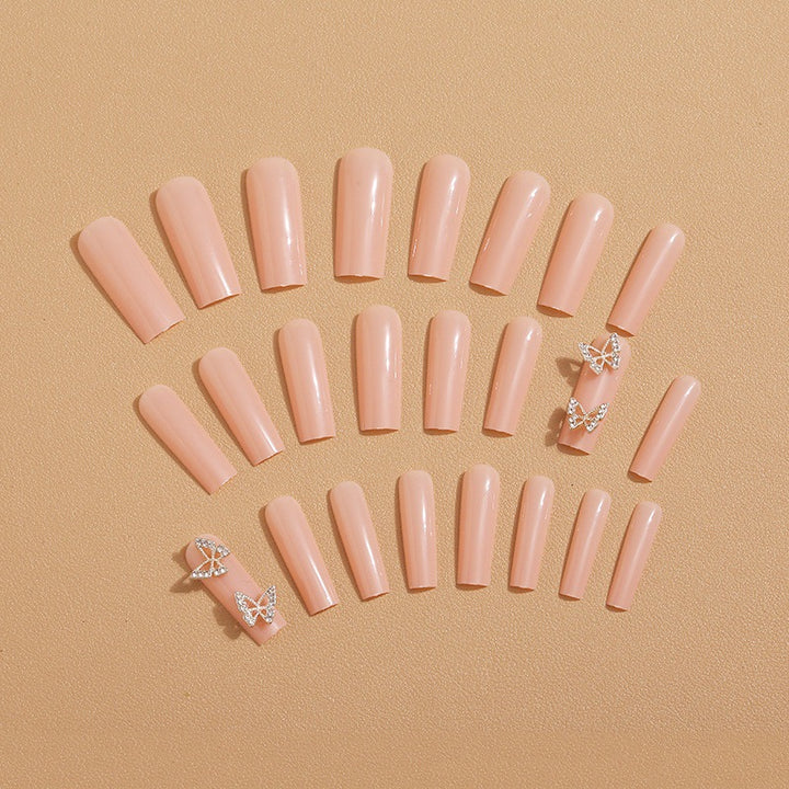 Artificial nails with butterfly accents and rhinestone decorations Bowlift