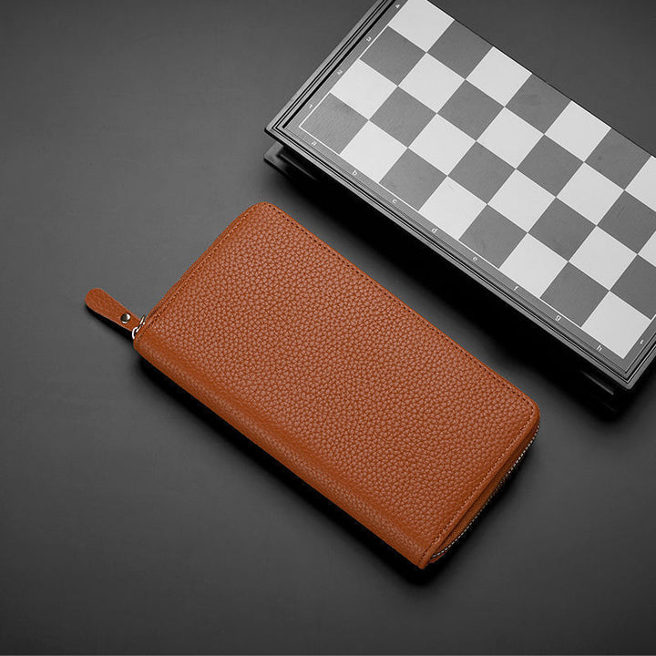 Textured Leather Zip-Around Wallet Bowlift
