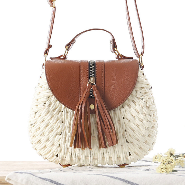 Handbag with Unique Woven Design and Elegant Flap Bowlift
