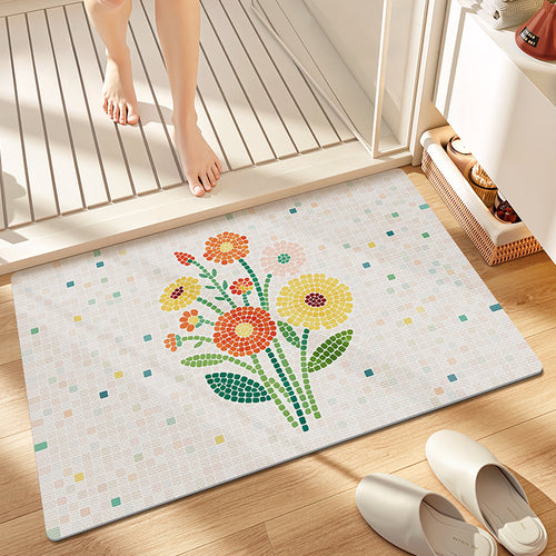 Floral Mosaic Bathroom Mat Bowlift