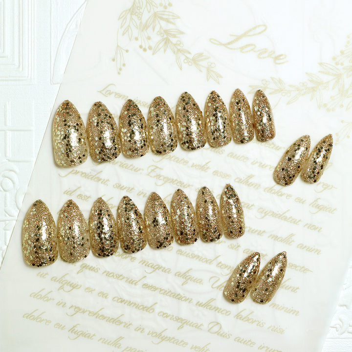 Glittering Long Stiletto Press-On Nails Bowlift