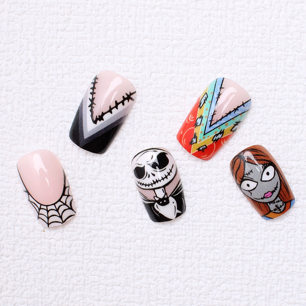 Artificial Nail Set with Creative Halloween Motifs and Playful 3D Designs Bowlift