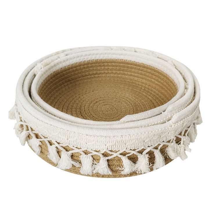 Women Decorative Storage Basket with Tassels Bowlift