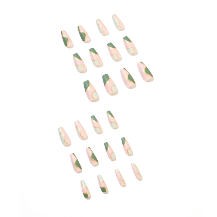 Artful Nail Extensions with Elegant Gold Decoration Design Bowlift