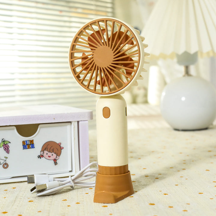 Women's Portable Hand Fan with USB Charging Station Bowlift
