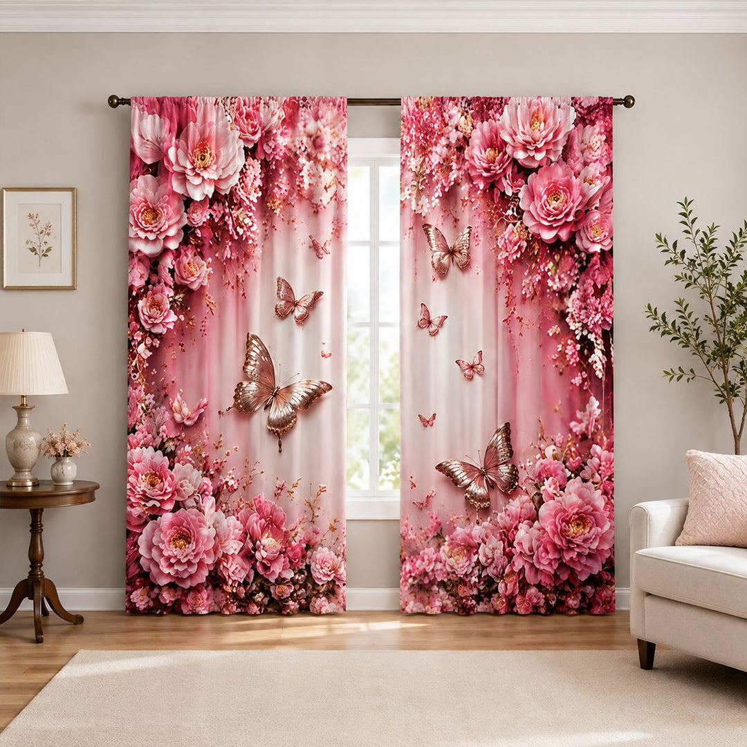 Floral Patterned Window Curtains