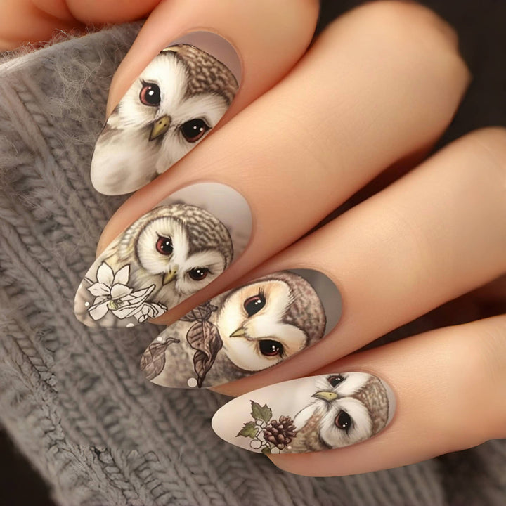 Artificial nails with owl design Bowlift