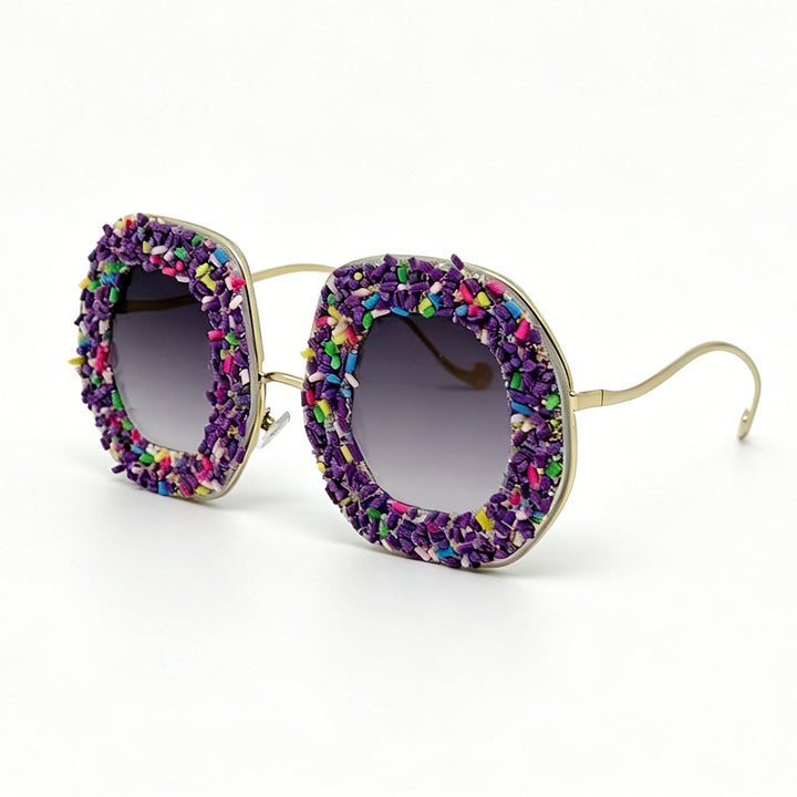 Ladies creative designer sunglasses with colorful jewelry frame Bowlift