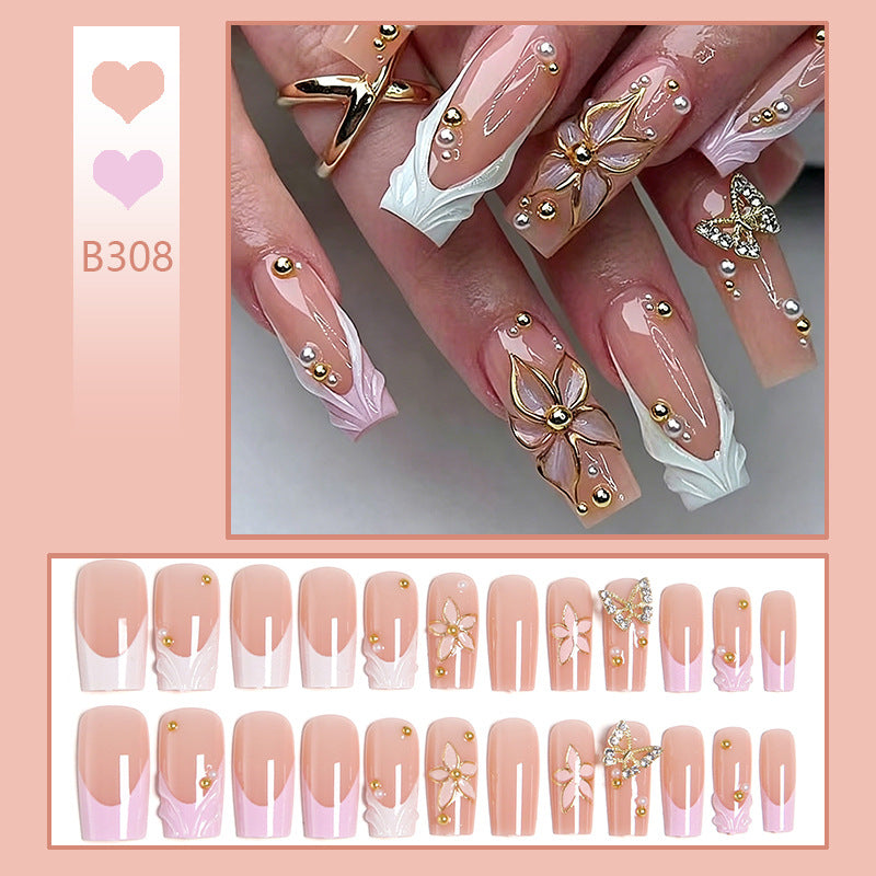 Artificial Nail Tips with Floral Accents Bowlift