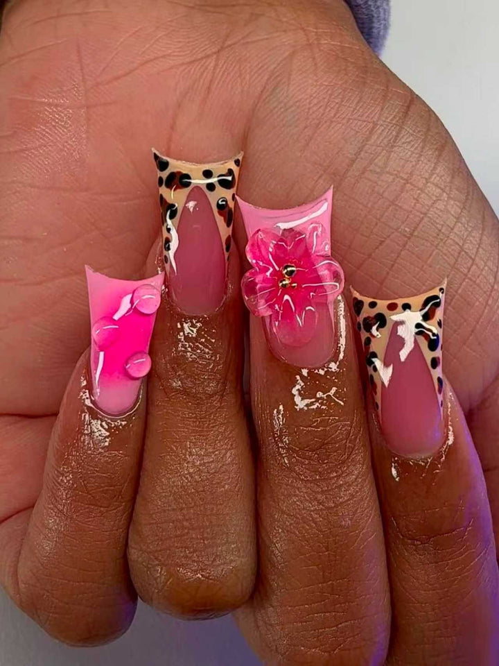 Artistic Floral Stiletto Nail Art Extensions Bowlift