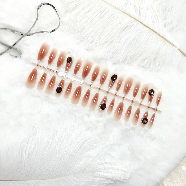 Elegant Artificial Nails with Shimmering Gradient and Sparkling Accents Bowlift