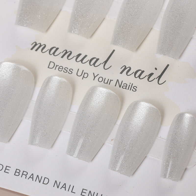 Iridescent Press-On Nail Set with Glitter Finish Bowlift
