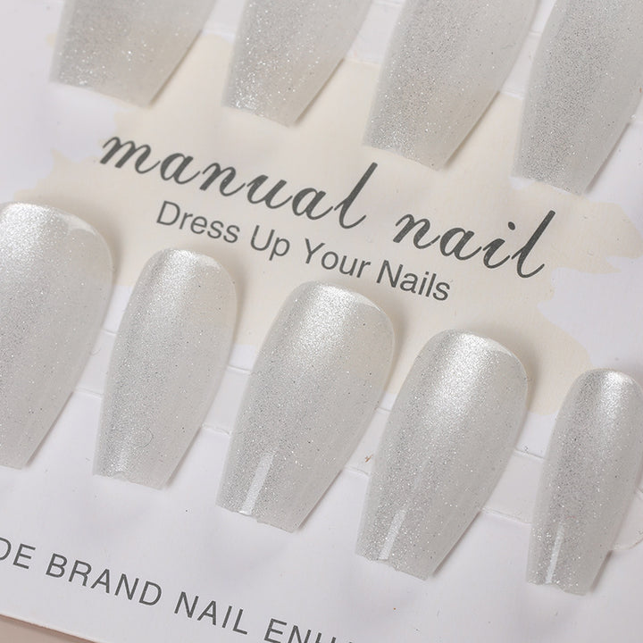 Iridescent Press-On Nail Set with Glitter Finish Bowlift