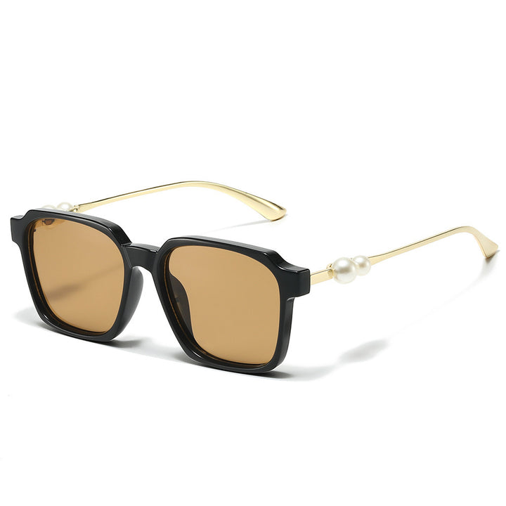 Chic Square Frame Sunglasses with Pearl Accents Bowlift