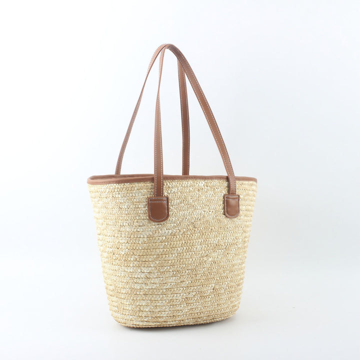 Braided basket bag with elegant leather handles Bowlift
