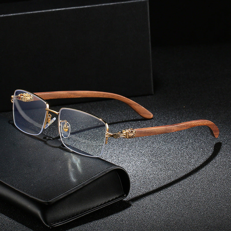 Ladies fashionable glasses with rectangular frame and high-quality wood details Bowlift